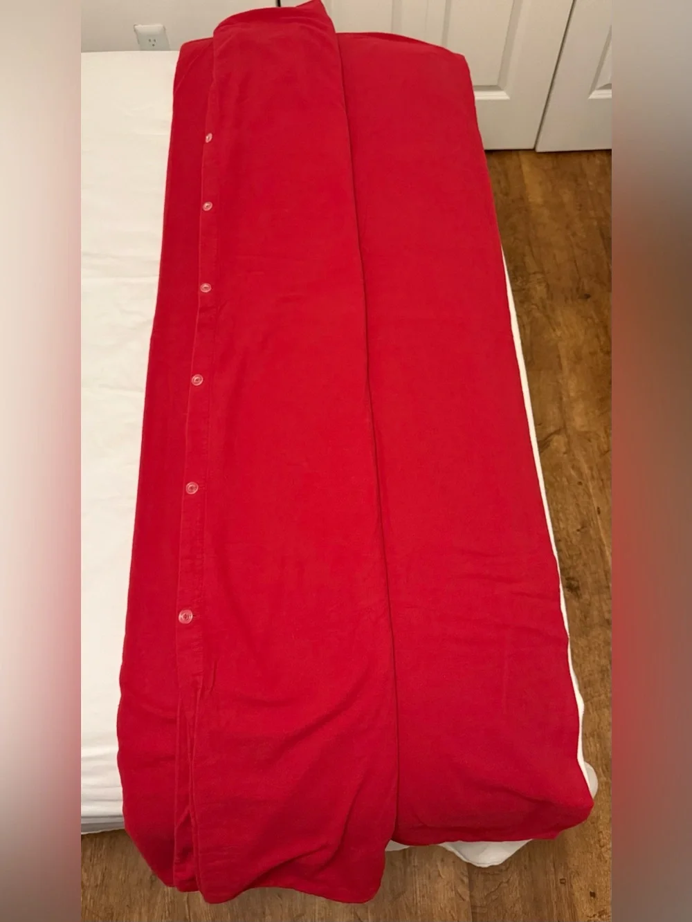 L.L. Bean Red Button-Front Duvet Cover